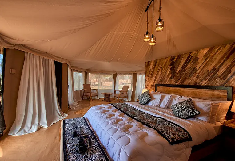 Moyo Tented Camp deck sunset
